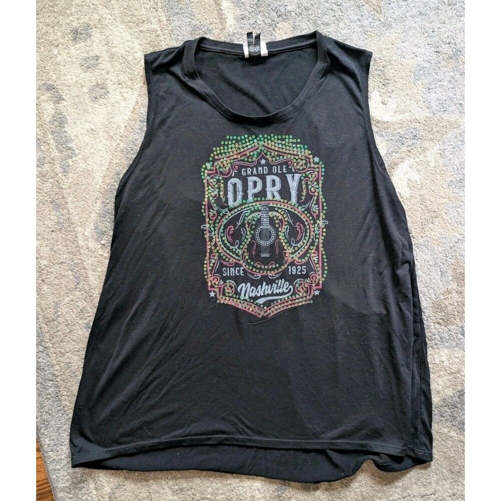 Grand Ole Opry Graphic Women's XL Black Tank Top Nashville TN Guitar Music